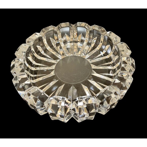 Vintage Mikasa Hoya Art Glass Clear Crystal Ashtray Tray 6.5” Diamond‎ Point - Picture 1 of 7